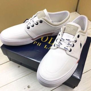 ポロラルフローレン(POLO RALPH LAUREN)の新品【メンズ28/US9.5】★ラルフ★キャンバス×レザー切替スニーカー/白(スニーカー)