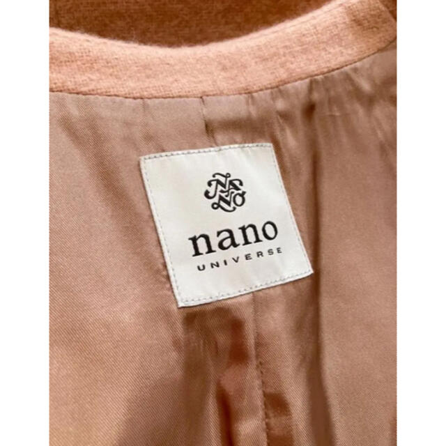 nano・universe(ナノユニバース)の美品！nano universe ノーカラーチェスターコート ピンク レディースのジャケット/アウター(チェスターコート)の商品写真