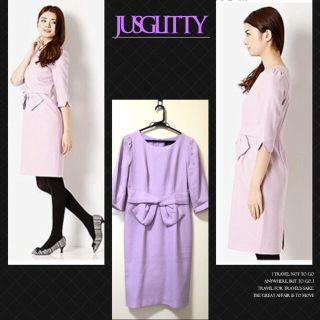 ジャスグリッティー(JUSGLITTY)のJUSGLITTY フロントリボンワンピース ラベンダー(ひざ丈ワンピース)