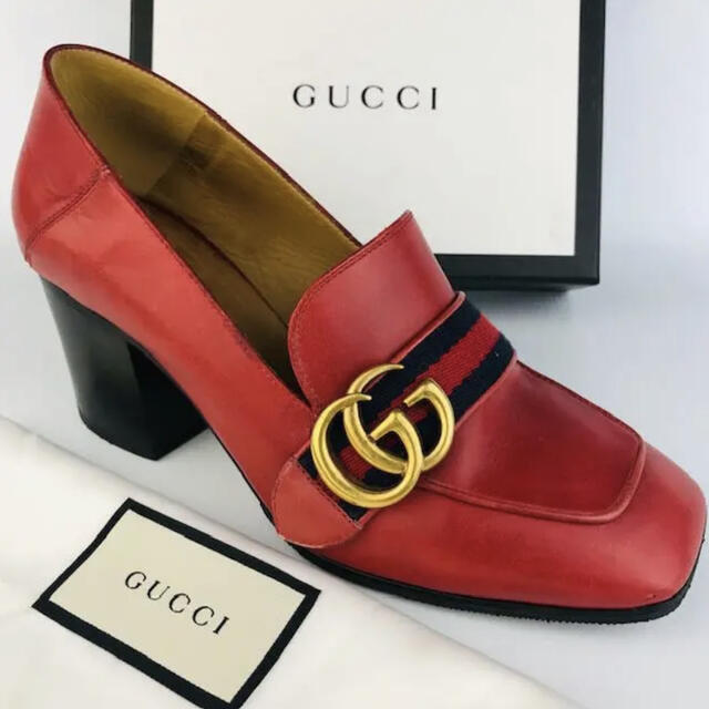 美品★GUCCI・グッチ GGマーモント シェリーライン パンプス（351/2） | フリマアプリ ラクマ