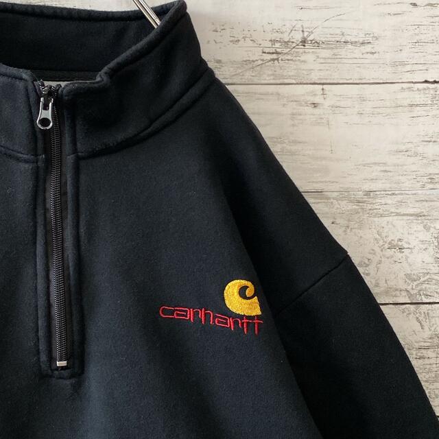 【レア】carhartt カーハート　スウェット　ハーフジップ　刺繍　ゆるだぼ