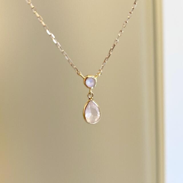 値下げ時間 4℃ サクラ ローズクォーツ ダイヤモンド ネックレス K18
