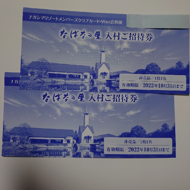 なばなの里 入村券 二枚 有効期限2022/10/31