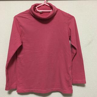 ユニクロ　140 ハイネック長袖Tシャツ　ピンク(Tシャツ/カットソー)