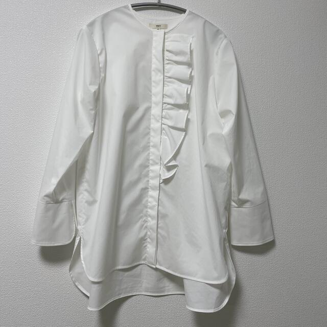 Drawer - yori ノーカラーフリルシャツ ヨリ 36の通販 by bacixxxx's 