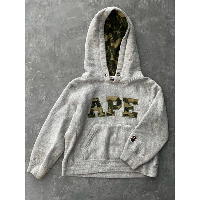 A BATHING APE - A BATHING APE パーカー グレー キッズ 100cmの通販 ...