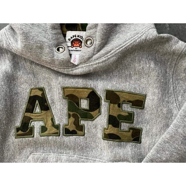 A BATHING APE - A BATHING APE パーカー グレー キッズ 100cmの通販 ...