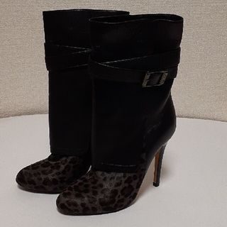 ジミーチュウ(JIMMY CHOO)のJIMMY CHOO　ハーフブーツ　黒×グレー×アニマル(ブーツ)