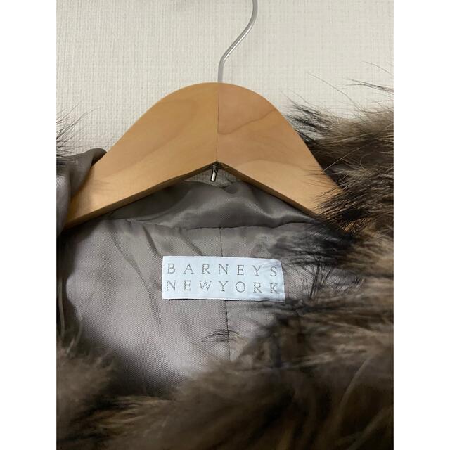 BARNEYS NEW YORK リアルファーフード付 スタンドカラーコート