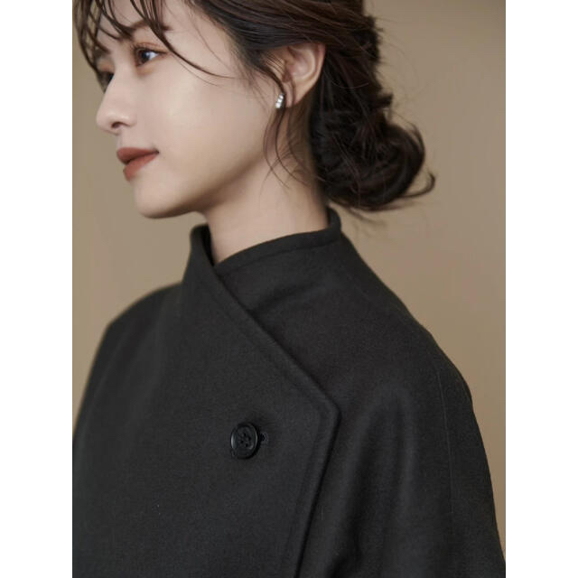 L'Or Wide Lapel Long Coat  charcoal