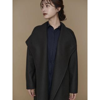 L'Or Wide Lapel Long Coat  charcoal