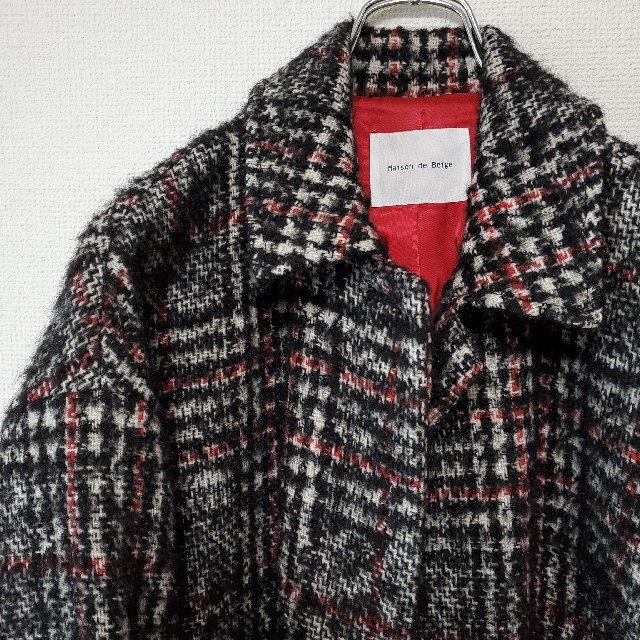 Maison de Beige チェックツイード ステンカラーコート - ロングコート