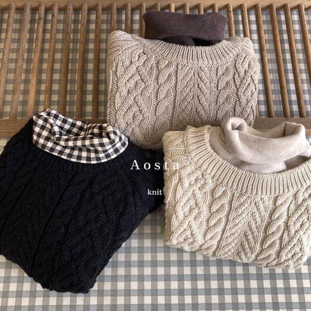 こどもビームス(コドモビームス)のaosta 韓国子供服 twist knit 80～ 100size キッズ/ベビー/マタニティのベビー服(~85cm)(ニット/セーター)の商品写真