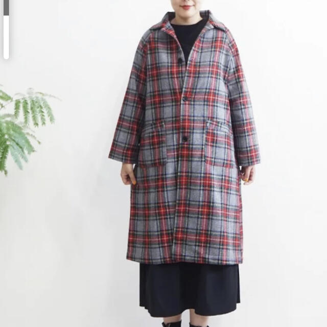 ichi ツイードチェックコート アウター タータンチェック レディースのジャケット/アウター(その他)の商品写真