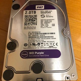 中古 WD Purple WD20PURX 2TB HDD(PCパーツ)