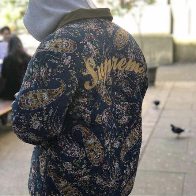 supreme quilted paisley jacket navy L