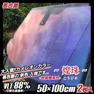 《新品》煌珠こうじゅ/カメレオンティント/赤紫青系/縦50×横100㎝　2枚入(車外アクセサリ)