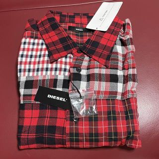 DIESEL ディーゼル チェックパッチワーク風シャツ