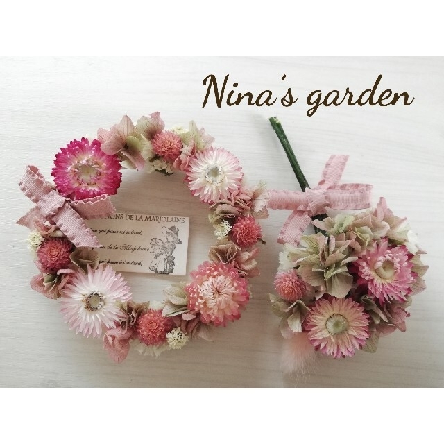 福袋セール】 ドライフラワー*°♡ピンクFlowerミニスワッグ&リース