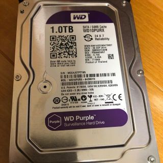 中古 WD Purple WD10PURX 1TB HDD(PCパーツ)