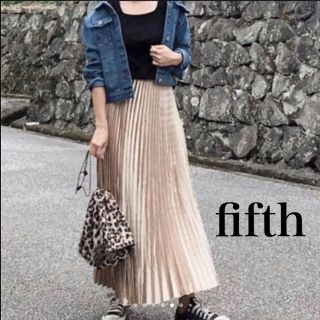 フィフス(fifth)の【新品タグ付】☆fifth シャイニーロングプリーツスカート ベージュ(ロングスカート)