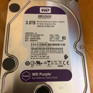 中古 WD Purple WD30PURX 3TB HDD(PCパーツ)