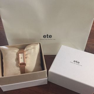 エテ(ete)の美品‼︎eteレクタングルフェイス ピンクゴールド(腕時計)