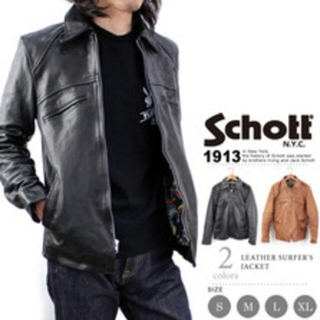 schott(ショット)のLEATHER SURFER'S JACKET ゴートスキン 裏地アロハ生地 メンズのジャケット/アウター(レザージャケット)の商品写真