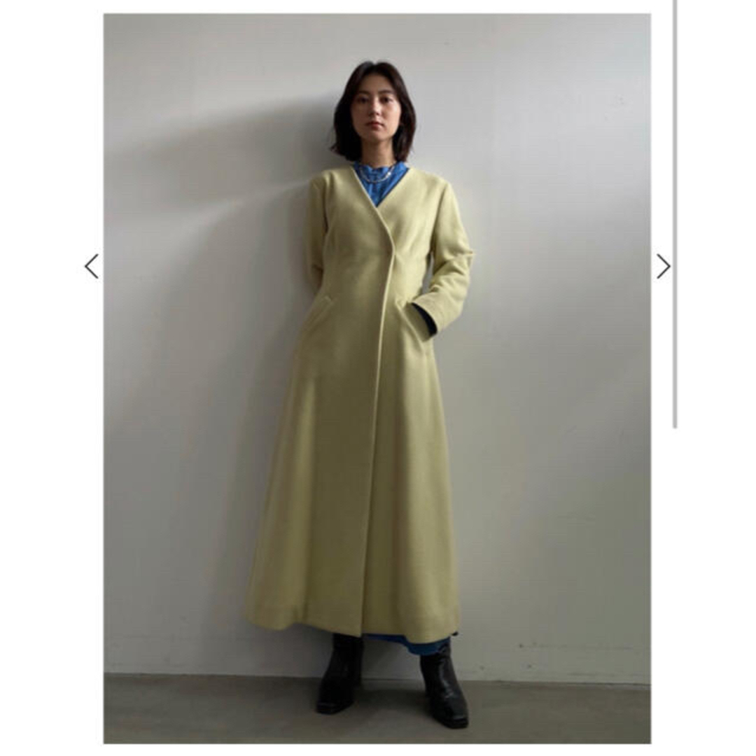 Ameri vintage WAIST SHAPE NO COLLAR COAT レディースのジャケット/アウター(ロングコート)の商品写真