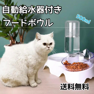 猫 犬 皿 自動 給水器付き フードボウル 餌入れ 水入れクリア 透明　15度(猫)