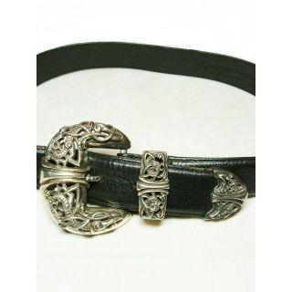 クロムハーツ(Chrome Hearts)のクロムハーツラージケルティック3PCSピースシルバー925革レザーバックルベルト(ベルト)