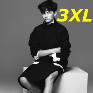 プレミアムラムケーブルハイネックセーター ネイビー 3XL