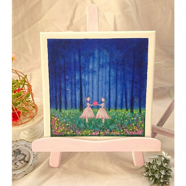 人気アイテム 油絵 原画『青い庭』 絵画 絵画+タペストリー - www
