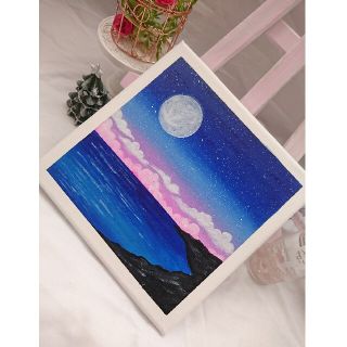 油絵 絵画 原画『ブルームーン』の通販 by 天然石、ハンドメイド品、断