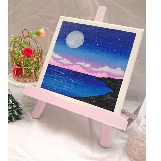 油絵 絵画 原画『ブルームーン』の通販 by 天然石、ハンドメイド品、断