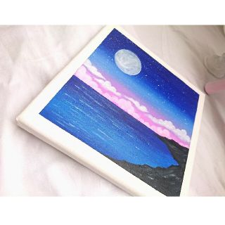 油絵 絵画 原画『ブルームーン』の通販 by 天然石、ハンドメイド品、断