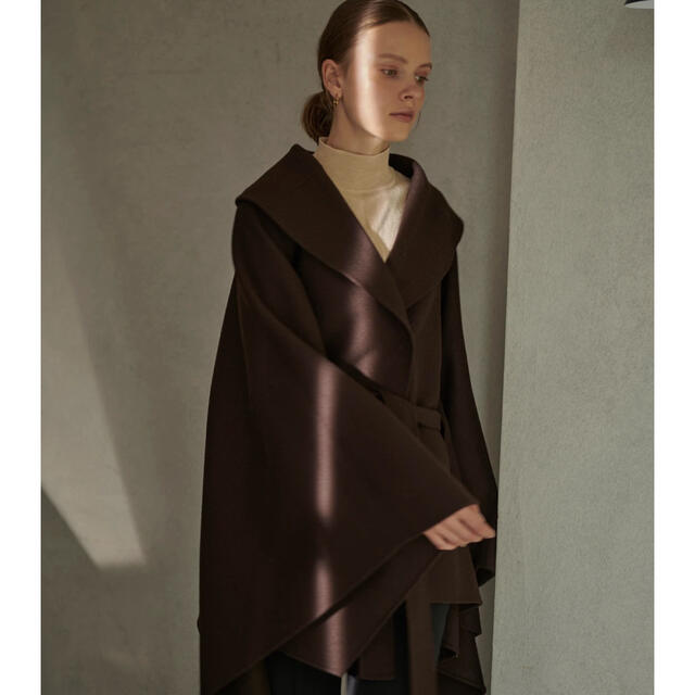 Irregular hem Cape Coat dark brown レディースのジャケット/アウター(ポンチョ)の商品写真