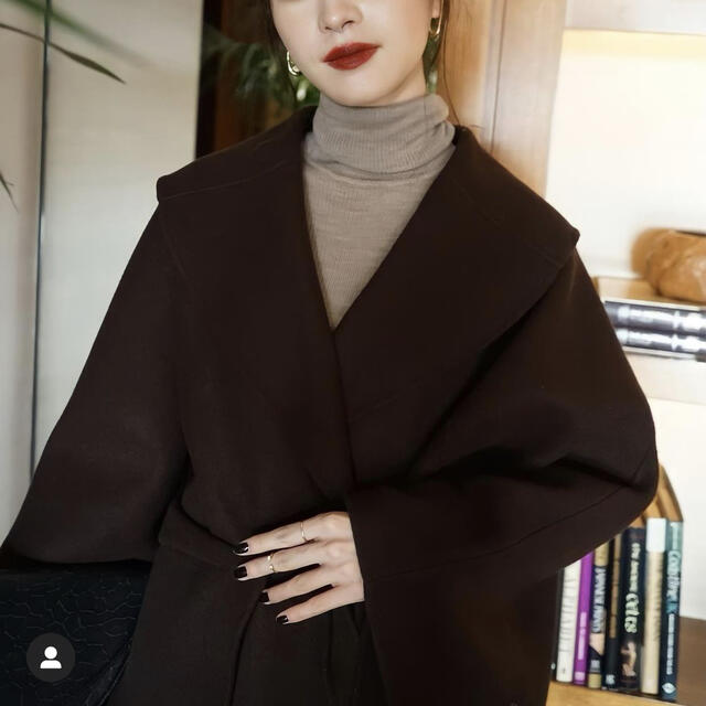 Irregular hem Cape Coat dark brown レディースのジャケット/アウター(ポンチョ)の商品写真