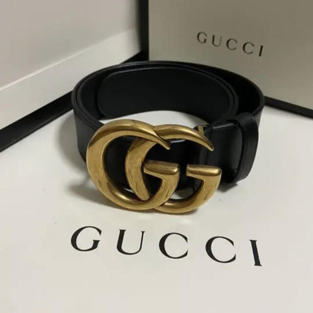 GUCCI ダブルGバックルレザーベルト ブラック 【中古】 32%割引