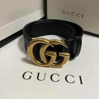 グッチ(Gucci)のGUCCI ダブルGバックルレザーベルト ブラック(ベルト)