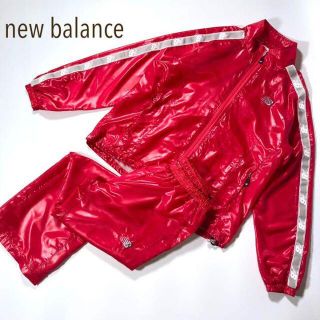 ニューバランス(New Balance)のnew balance ウインドブレーカー 上下セット レディースM レッド/赤(ウェア)