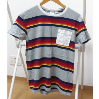 ユニクロ(UNIQLO)のTシャツ　ユニセックス　ユニクロ　MB マイケル・バスティアン　ボーダー　グレー(Tシャツ/カットソー(半袖/袖なし))