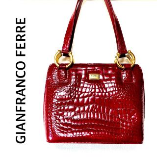 ジャンフランコフェレ(Gianfranco FERRE)の美品♡ イタリア製　ジャンフランコフェレ　クロコダイル　レザー　ハンドバッグ(ハンドバッグ)