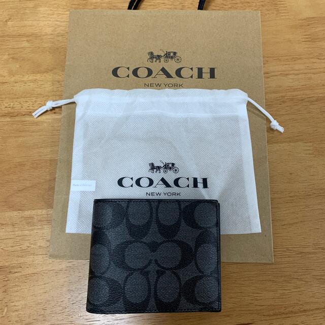 超美品 COACH コーチ 財布 二つ折り パスケース付き