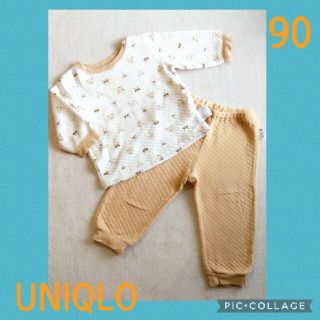 ユニクロ(UNIQLO)のk.calif様専用ユニクロ＊キルティングパジャマ＊90＊動物＊ベージュ(パジャマ)