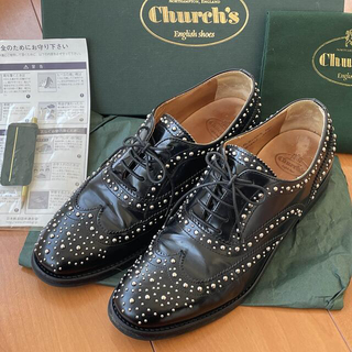 チャーチ(Church's)のChurch'sチャーチ★シルバースタッズバーウッドウイングチップ37 1/2黒(ローファー/革靴)