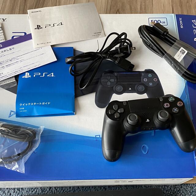 PlayStation4(プレイステーション4)のPS4 ジェットブラック 薄型 CUH-2000A 500GBモデル 美品 エンタメ/ホビーのゲームソフト/ゲーム機本体(家庭用ゲーム機本体)の商品写真
