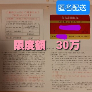 タカシマヤ(髙島屋)の高島屋　株主優待カード　限度額30万円(ショッピング)