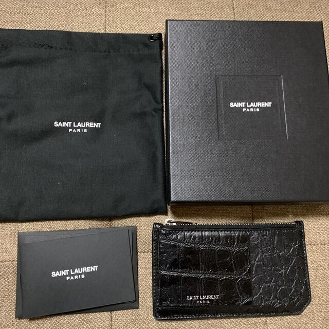 Saint Laurent(サンローラン)の【サンローラン】フラグメントケース ブラック クロコダイル ジップケース レディースのファッション小物(財布)の商品写真