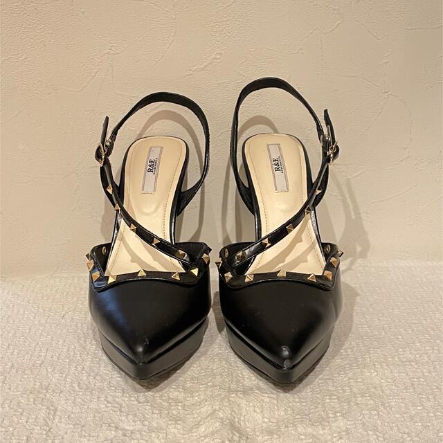 R&E(アールアンドイー)の蘭蘭様　ピンヒールパンプス　黒ヒール レディースの靴/シューズ(ハイヒール/パンプス)の商品写真
